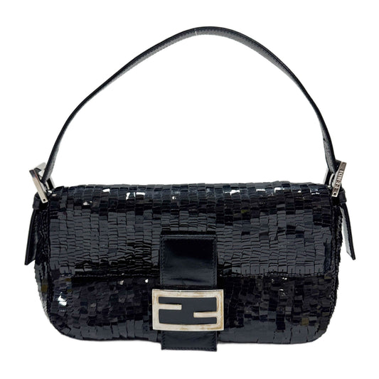 Baguette Black Sequin Shoulder Bag