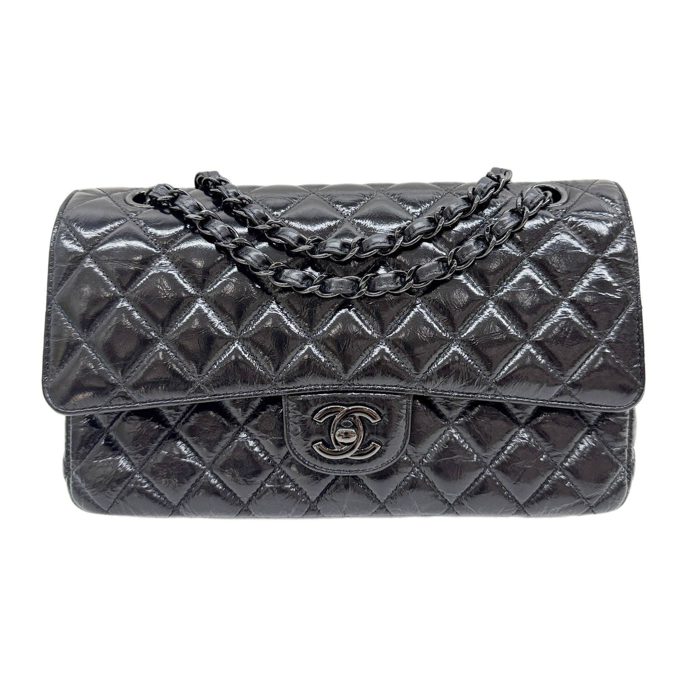 Classic Double Flap 2020 Matelasse Black Patent Leather Shoulder Bag