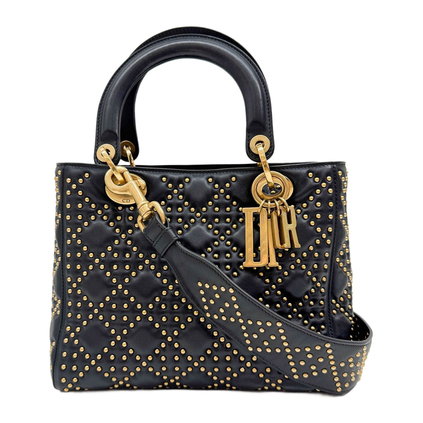 Lady Dior Supple Black Leather Two Way Bag