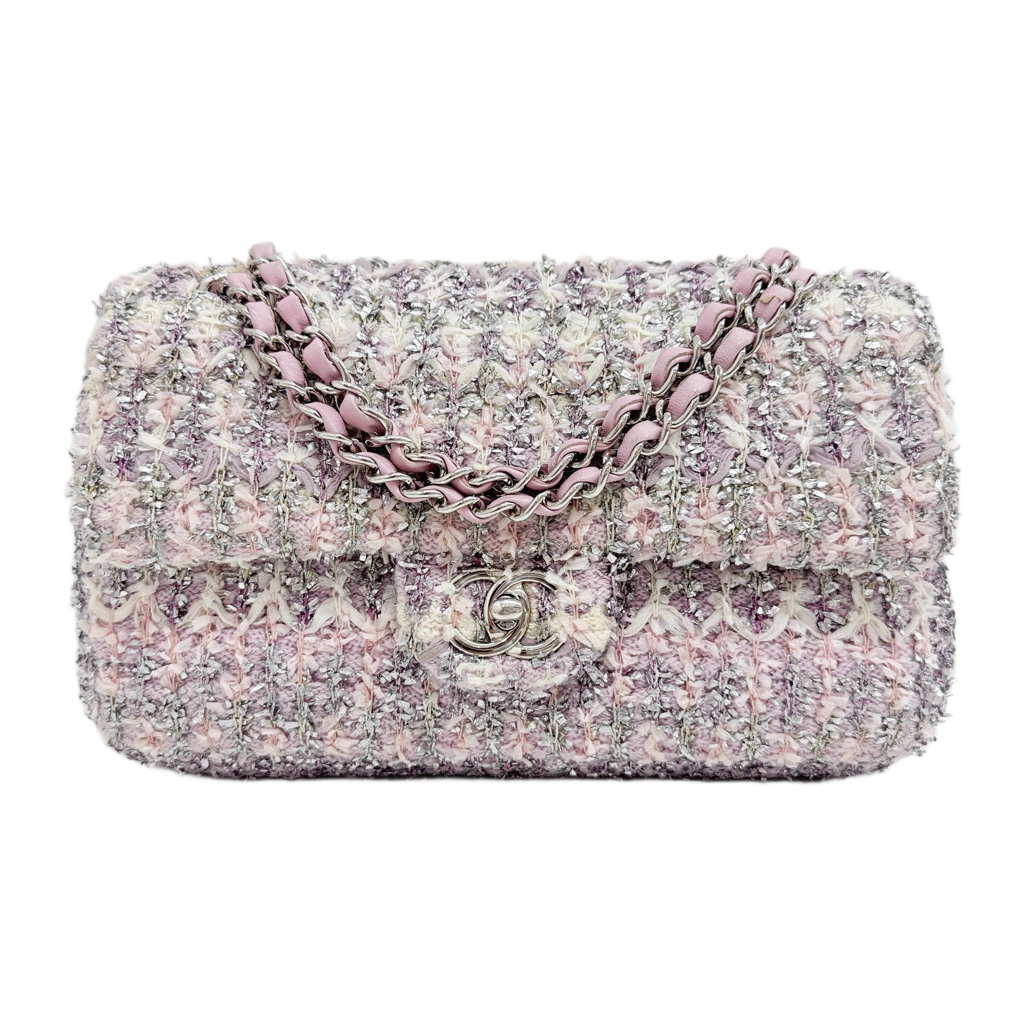 Classic Flap 2018-2019 Glitter Multicolor Tweed Shoulder Bag