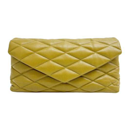 Puffer Sade Green Leather Clutch Bag