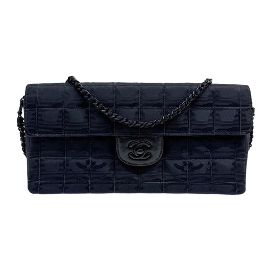 New Travel Chocolate Bar Flap 2000-2002 Quilted Black Canvas Shoulder Bag