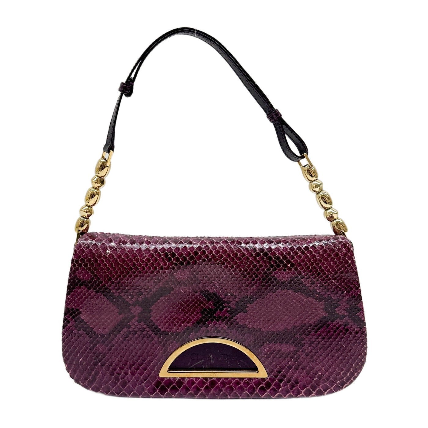 Malice Pearl Plum Purple Embossed Python Leather Shoulder Bag