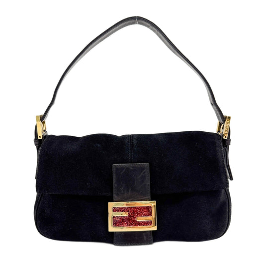 Baguette Black Suede Shoulder Bag