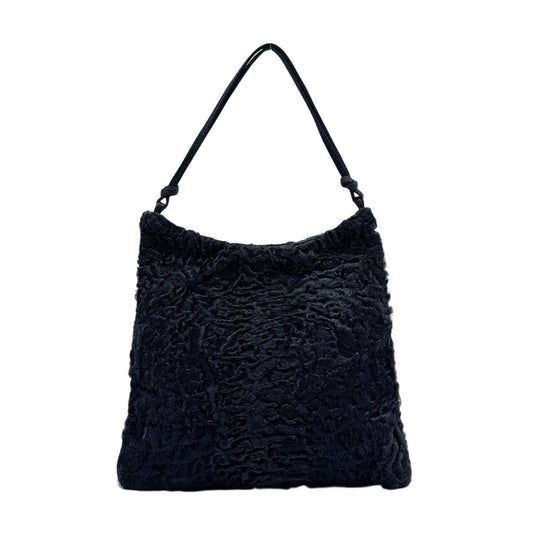 Black Textured Pony Hair Handle Bag