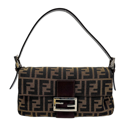 Baguette Zucca Brown Canvas Shoulder Bag