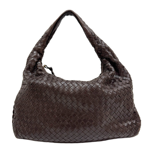 Intrecciato Brown Leather Hobo Shoulder Bag