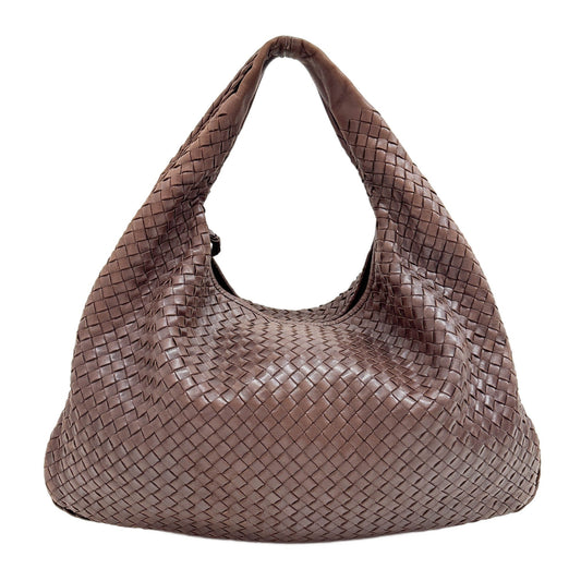 Intrecciato Brown Leather Hobo Shoulder Bag