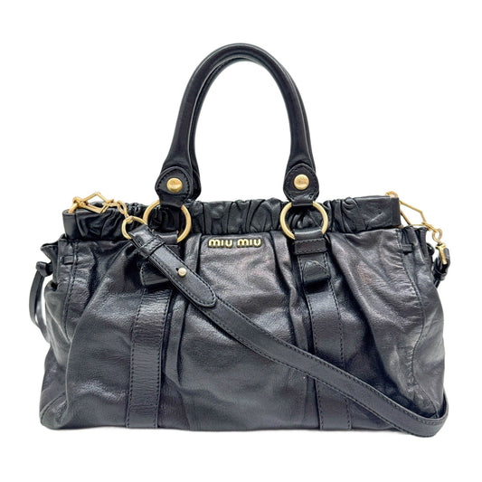 Vitello Black Leather Two Way Bag