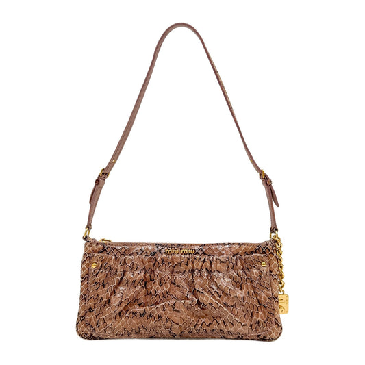 Dusty Pink Python Leather Shoulder Bag