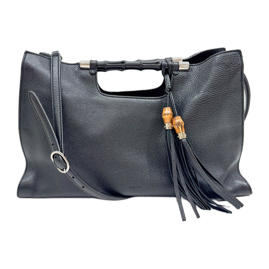 Bamboo Black Leather Two Way Bag