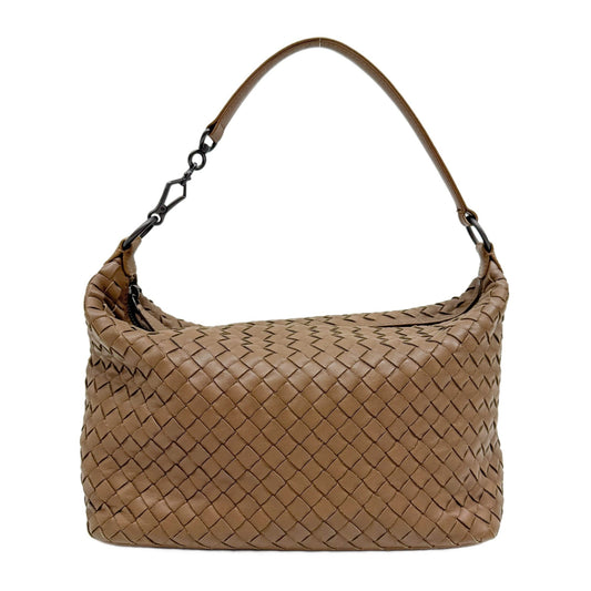 Intrecciato Brown Leather Shoulder Bag