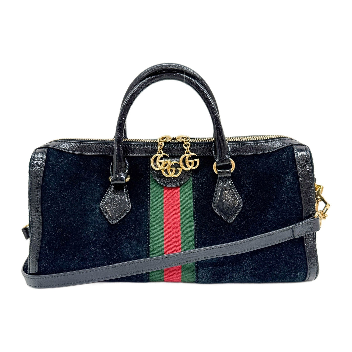 Boston Ophidia Black Suede Two Way Bag