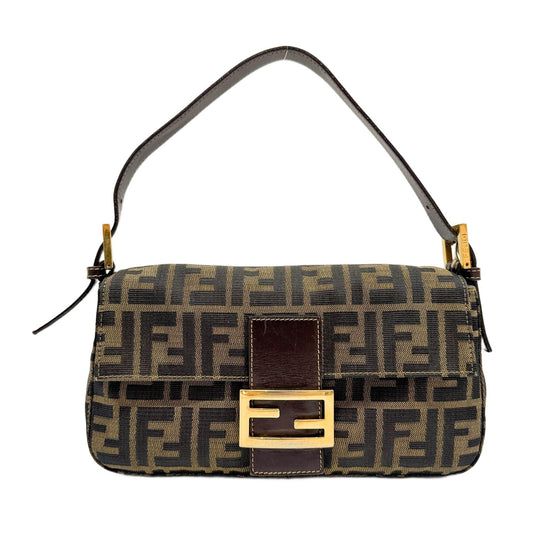 Baguette Brown Zucca Canvas Shoulder Bag
