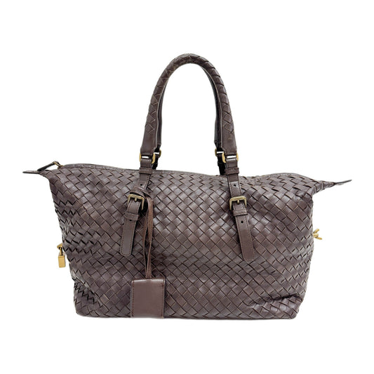 Intrecciato Brown Leather Shoulder Bag