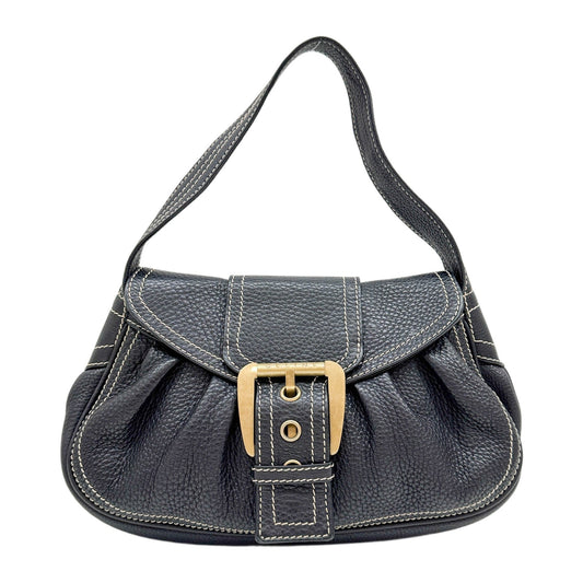 Buckle Bag Black Leather Shoulder Bah