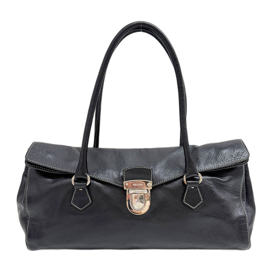 Easy Black Leather Shoulder Bag