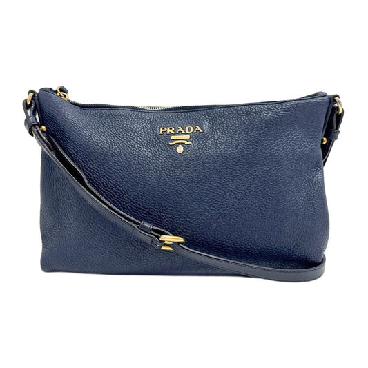 Strap Pouch Navy Leather Crossbody Bag