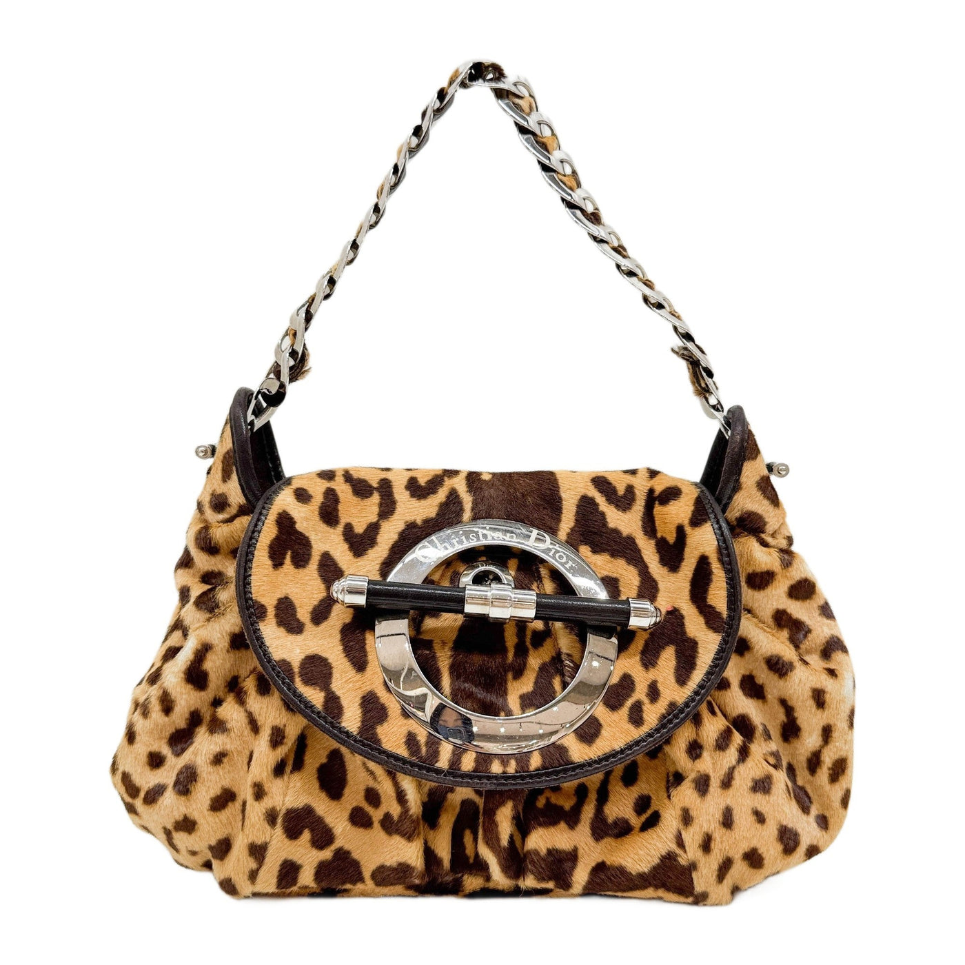 Jazzclub Brown Cheetah Print Pony Hair Shoulder Bag