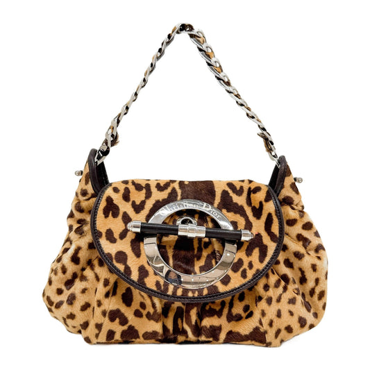 Jazzclub Brown Cheetah Print Pony Hair Shoulder Bag