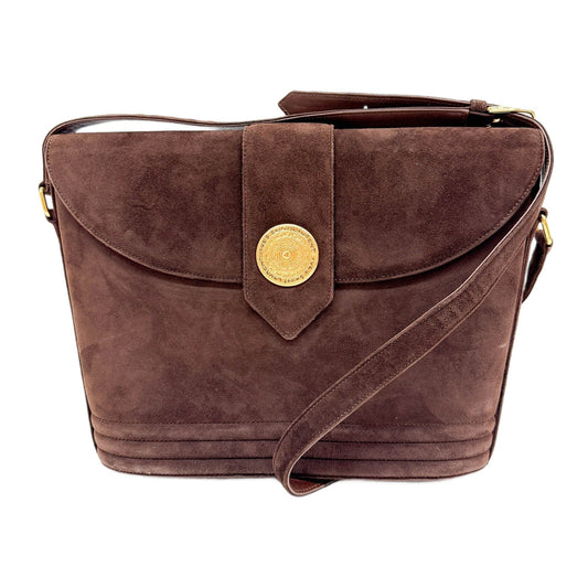 Brown Suede Crossbody Satchel Bag