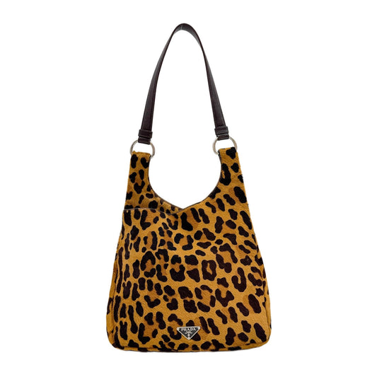 Brown Cheetah Print Pony Hair Shoulder Bag