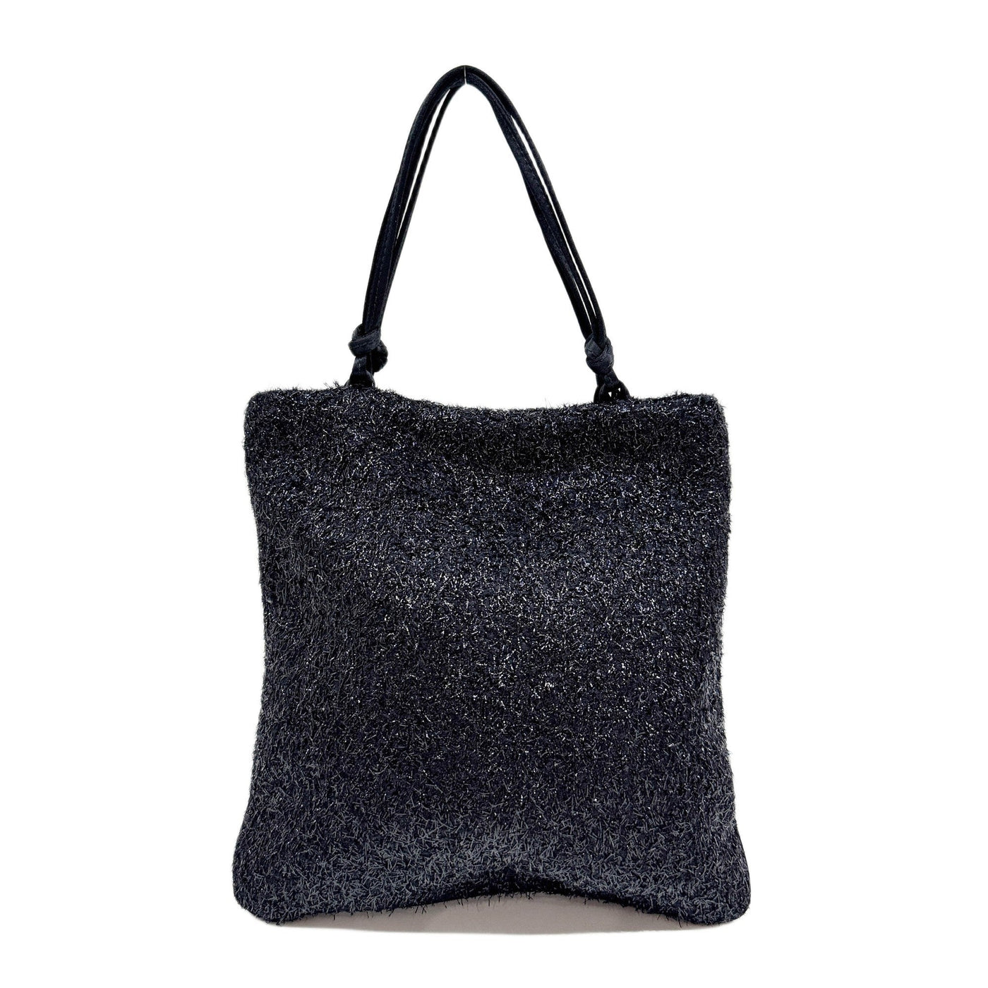 Lurex Black Chenille Mini Tote Handle Bag