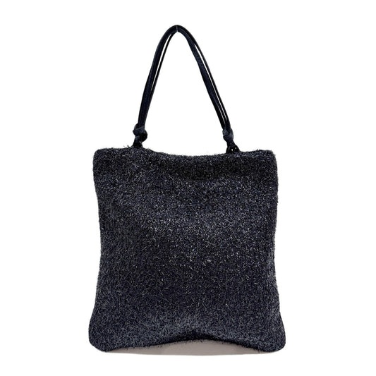Lurex Black Chenille Mini Tote Handle Bag