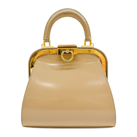 Fermoir Beige Leather Two Way Bag