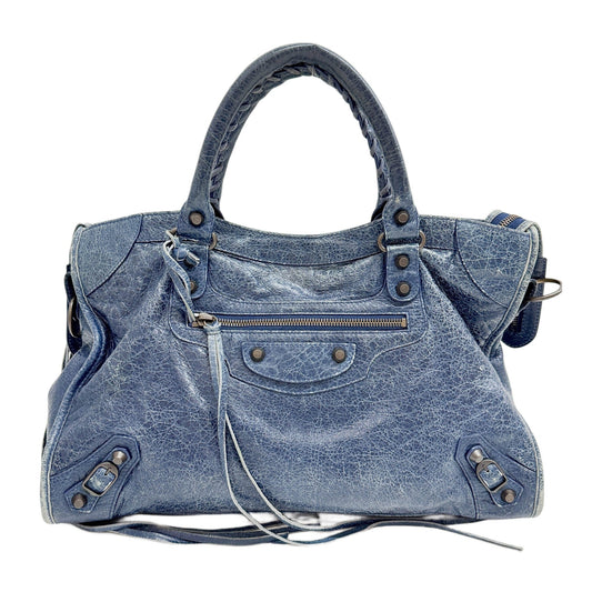 The City Ocean Blue Leather Two Way Bag