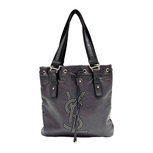 Kahala Black Leather Shoulder Tote Bag