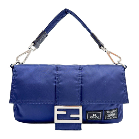 FENDI x Porter Baguette Blueberry Blue Nylon Three Way Bag