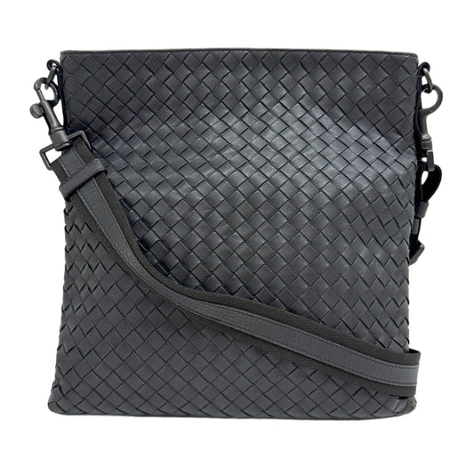 Intrecciato Grey Leather Crossbody Bag