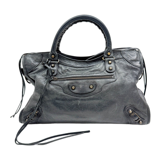 The City Black Leather Handle Bag