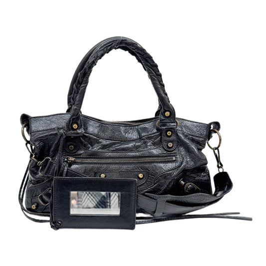 The First Black Leather Handle Bag