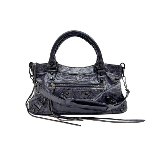 The First Purple Leather Handle Bag