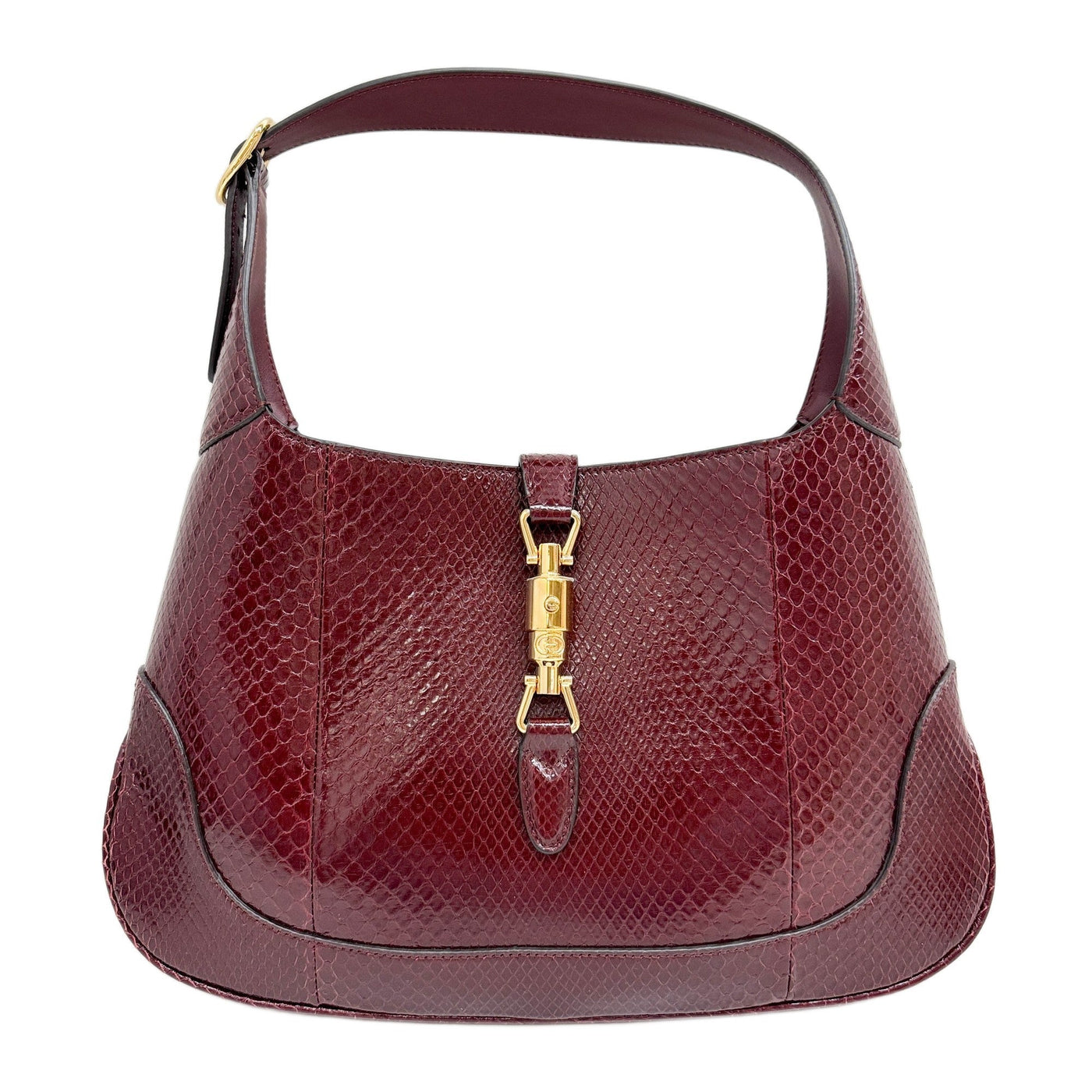 Jackie 1961 Bordeaux Red Python Embossed Leather Shoulder Bag