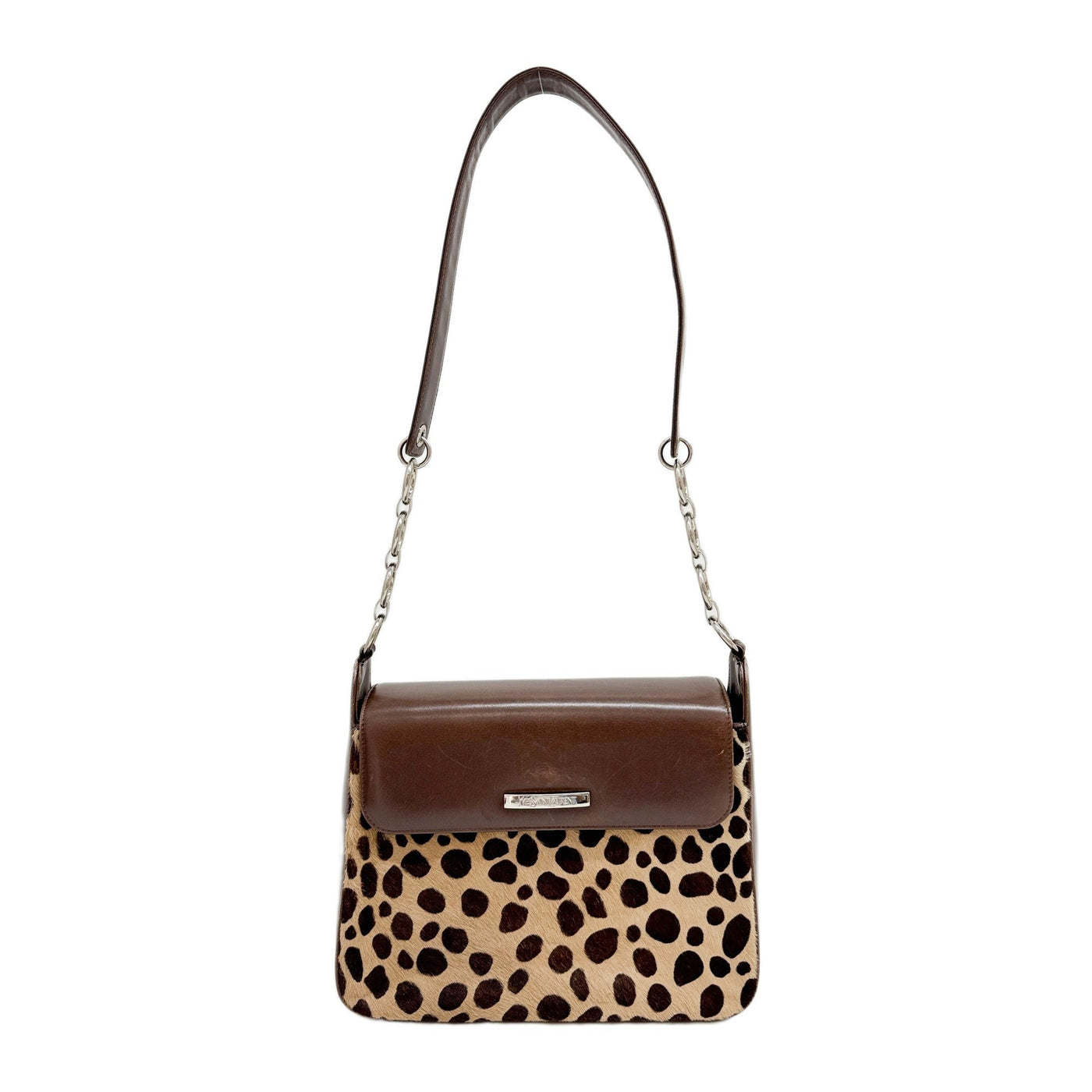 Brown Leopard Print Pony Hair Shoulder Bag