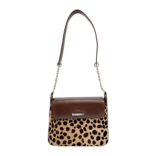 Brown Leopard Print Pony Hair Shoulder Bag
