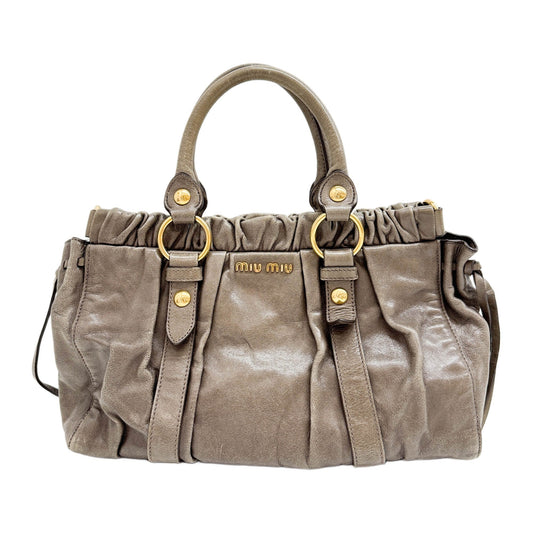 Vitello Elephant Gray Leather Two Way Bag