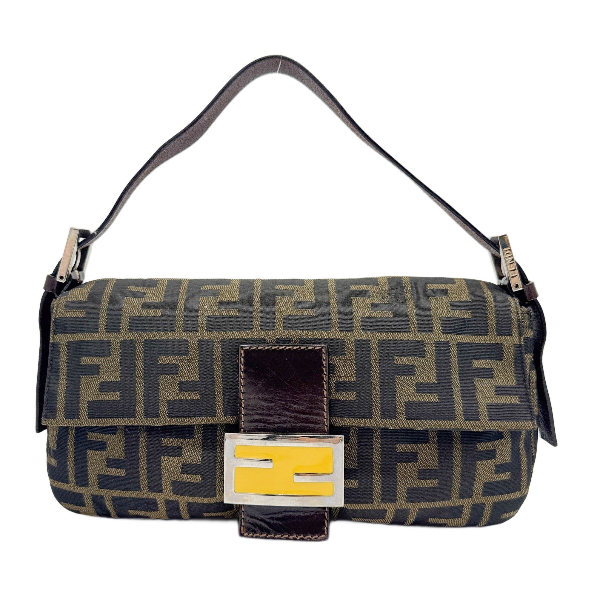 Baguette Brown Zucca Canvas Shoulder Bag