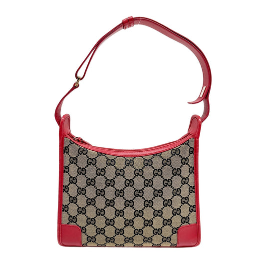 GG Canvas Red Leather Details Shoulder Bag
