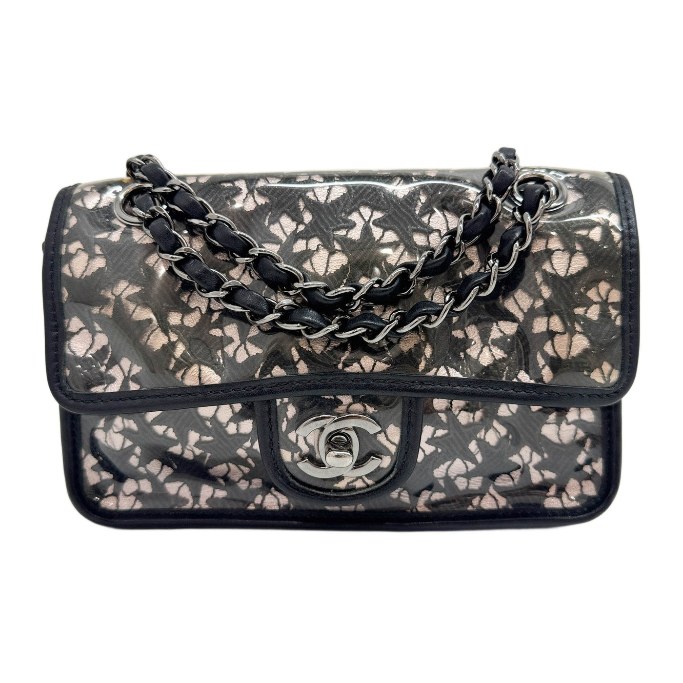 Small Classic Flap 2006-2008 Metallic Pink & Black Star Lace Vinyl Shoulder Bag