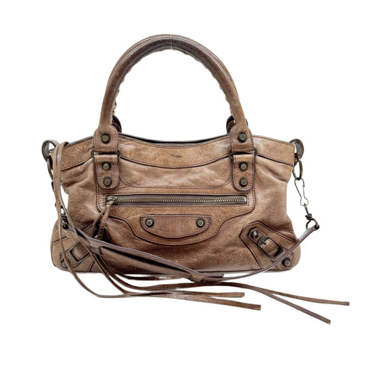 The First Brown Leather Handle Bag