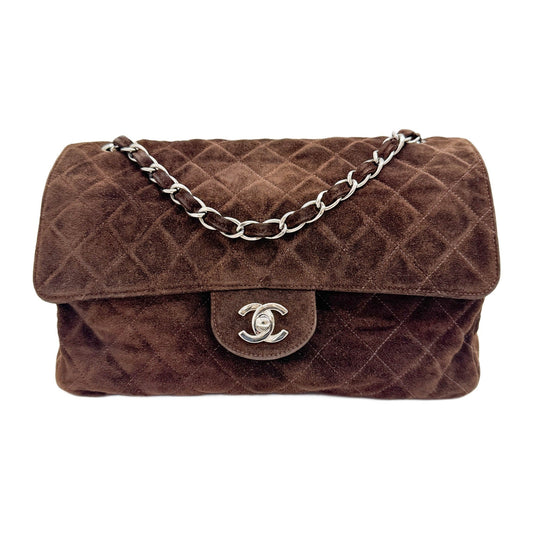 Classic Flap 2017-2018 Matelasse Brown Suede Shoulder Bag