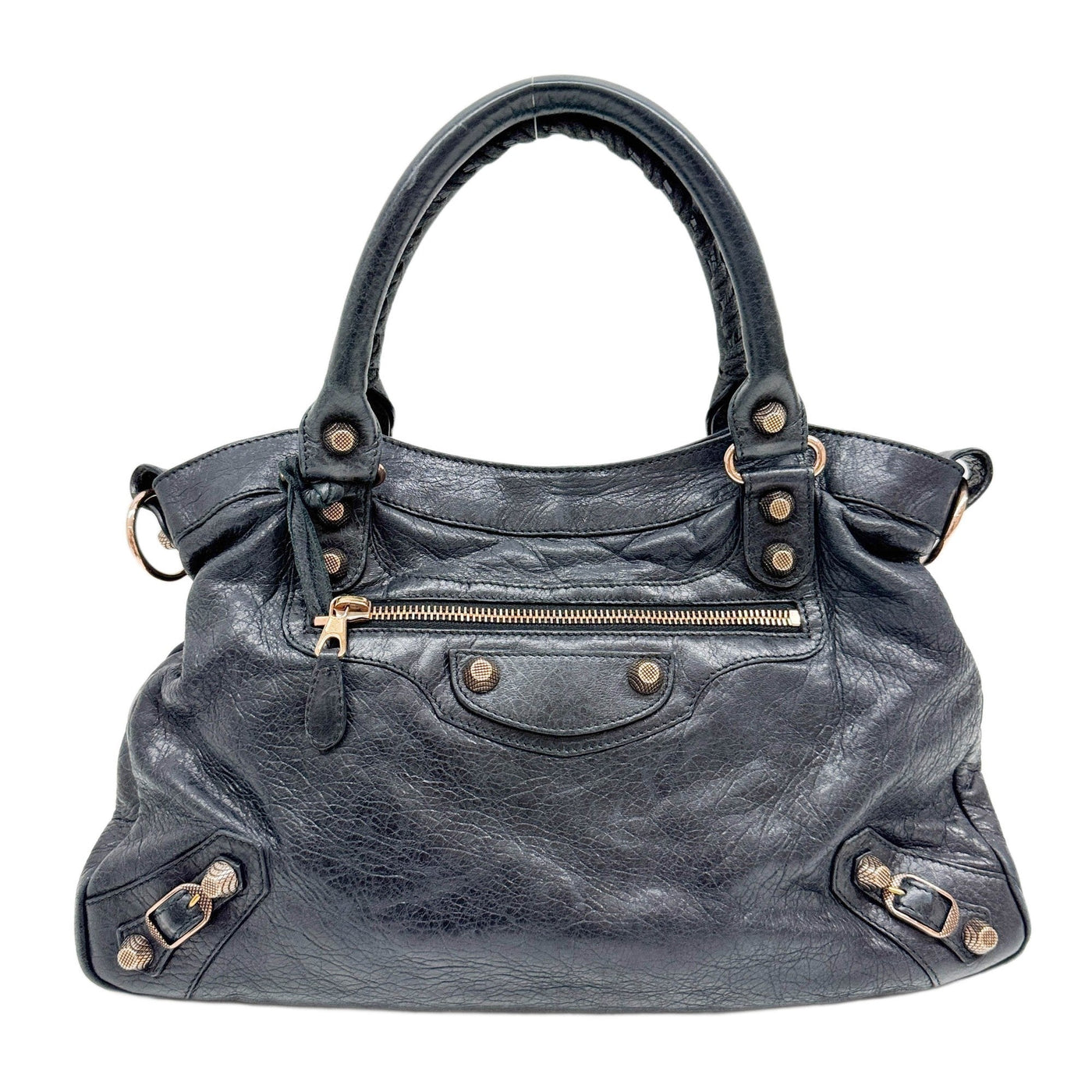 The First Black Leather Handle Bag