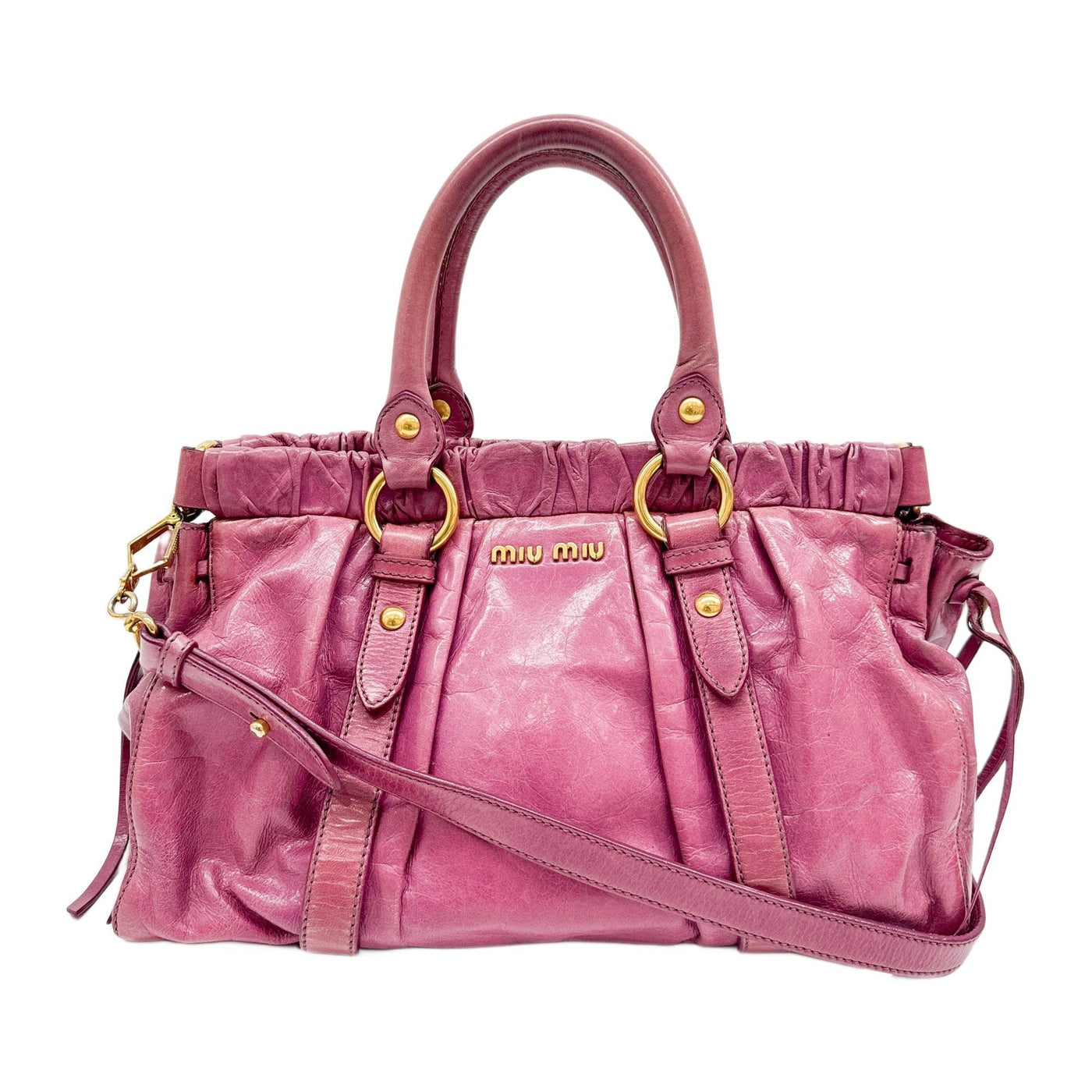 Vitello Pink Leather Two Way Bag