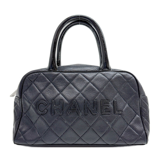 Bowler 2000-2002 Matelasse Black Leather Hand Bag