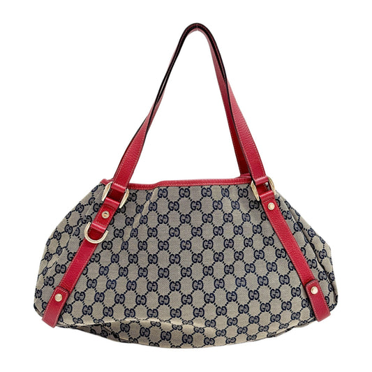 Abbey Red Trim Brown GG Canvas Shoulder Bag