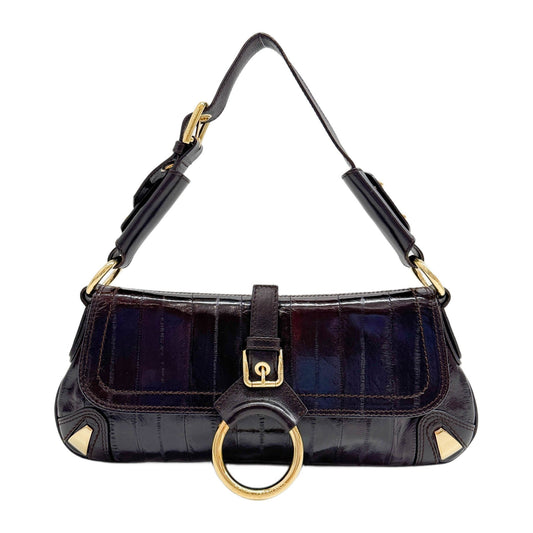 O-Ring Baguette Espresso Brown Leather Shoulder Bag